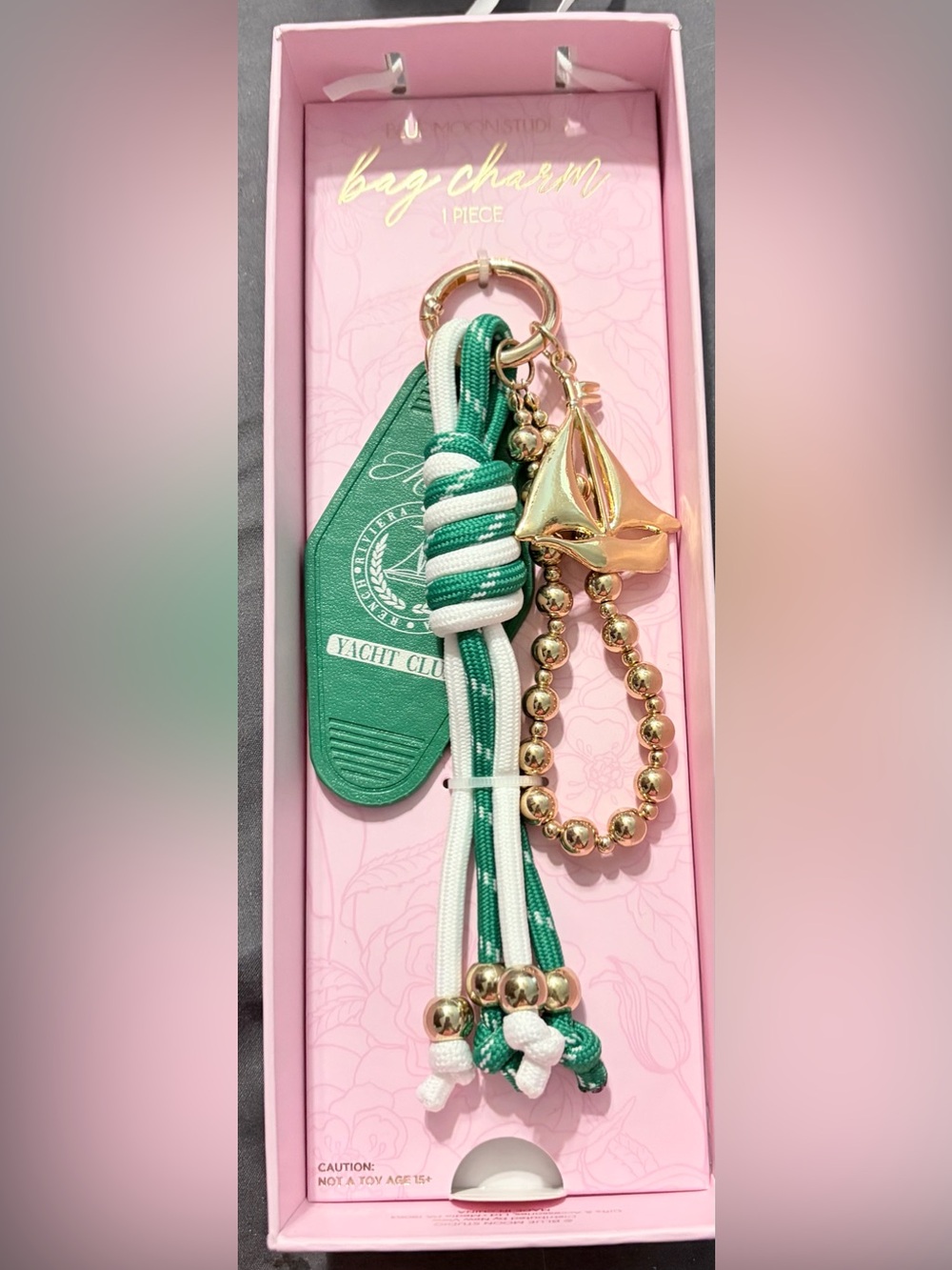 New! Blue Moon Studio Monaco Yacht Club Bag Charm/Keychain
